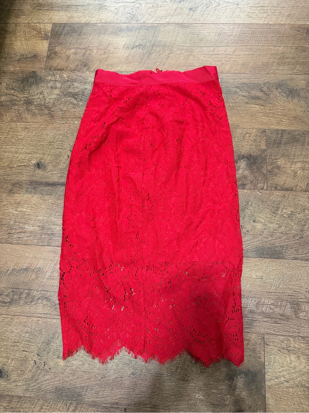 H&M Red Lace Pencil Skirt